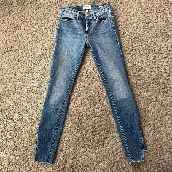 FRAME Le High Skinny Jeanne Raw Step Hem Oakley Wash - Picture 3 of 9